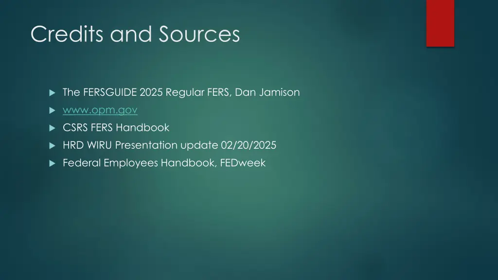 credits and sources