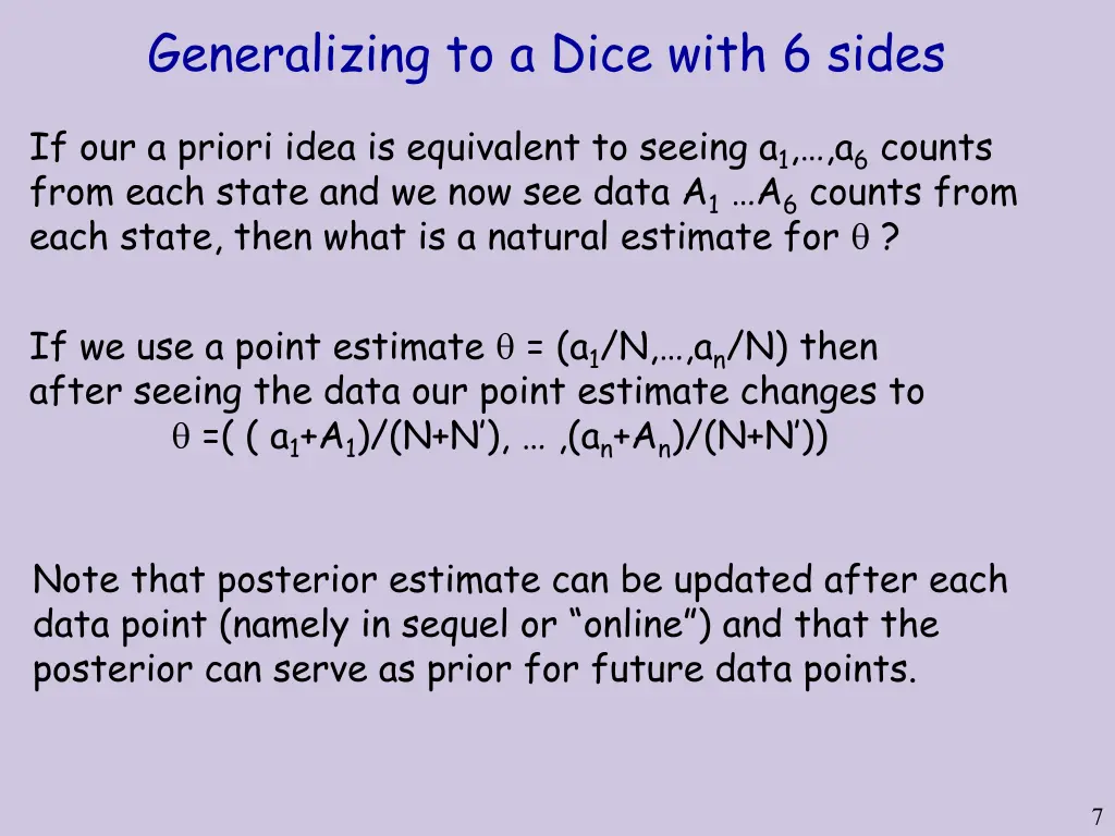 generalizing to a dice with 6 sides