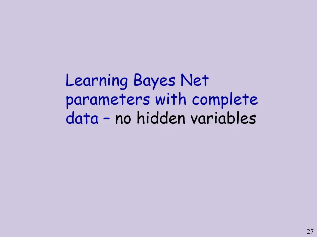 learning bayes net parameters with complete data