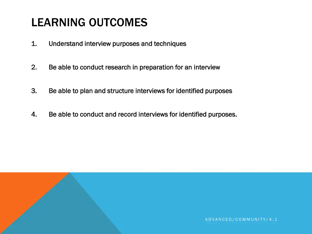learning outcomes