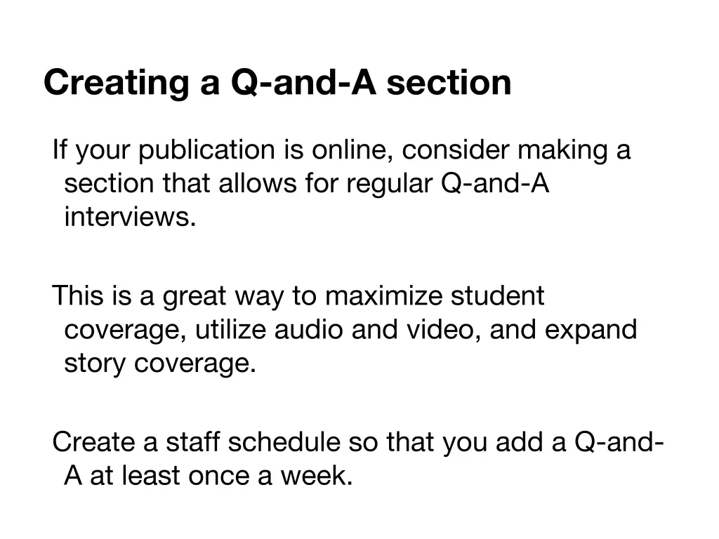 creating a q and a section