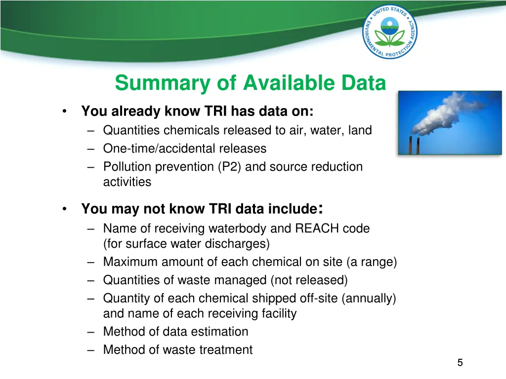 summary of available data