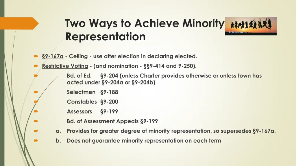 two ways to achieve minority representation