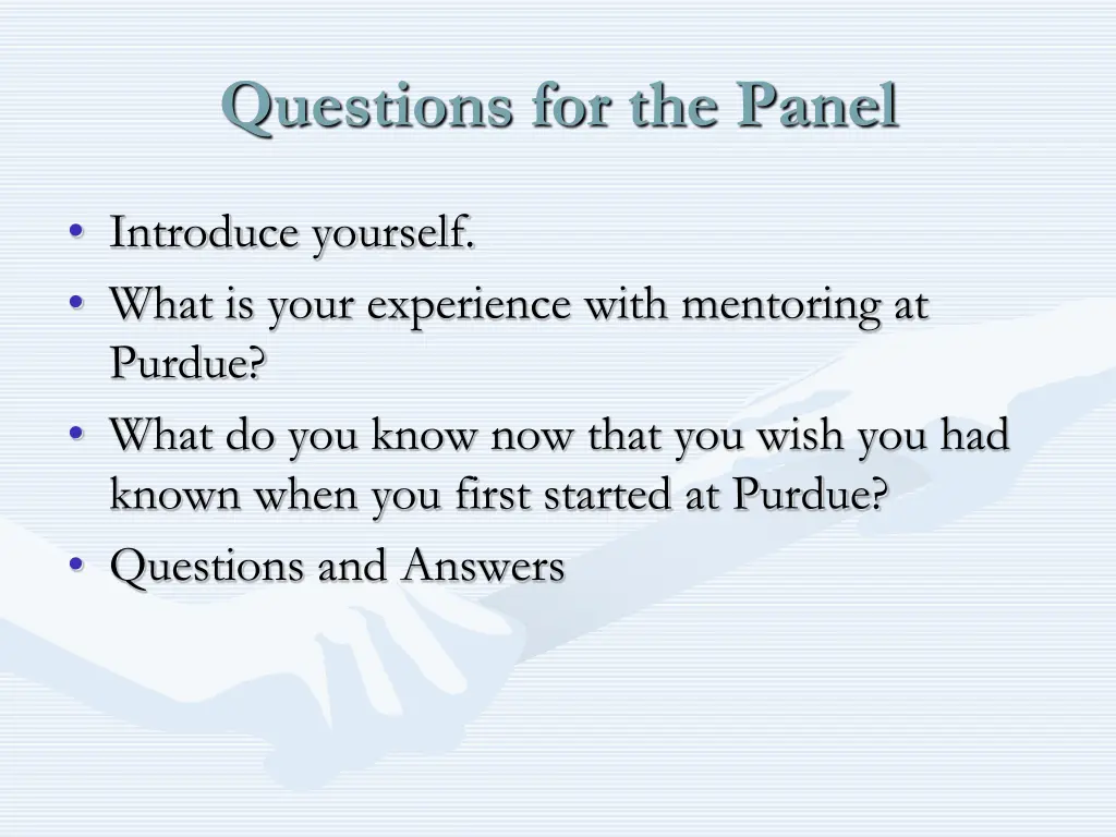 questions for the panel