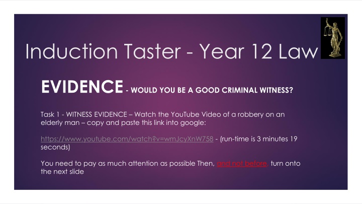 induction taster year 12 law