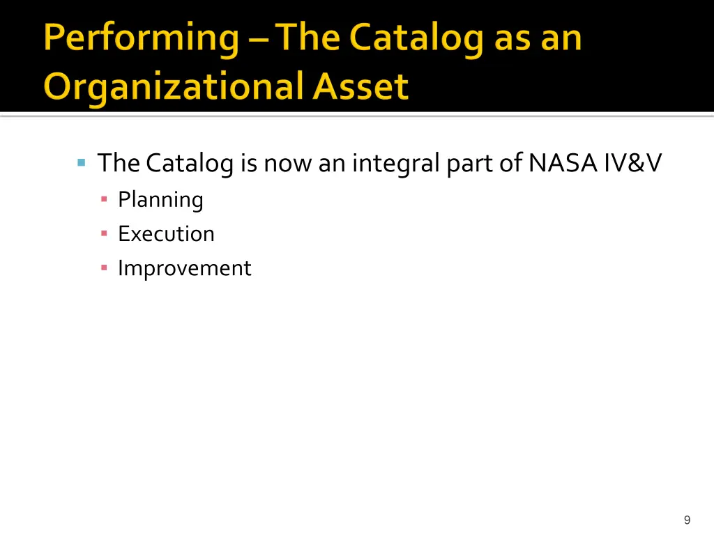 the catalog is now an integral part of nasa