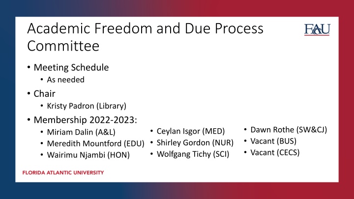 academic freedom and due process committee