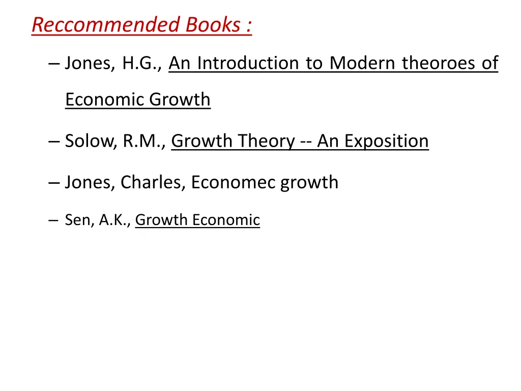 reccommended books