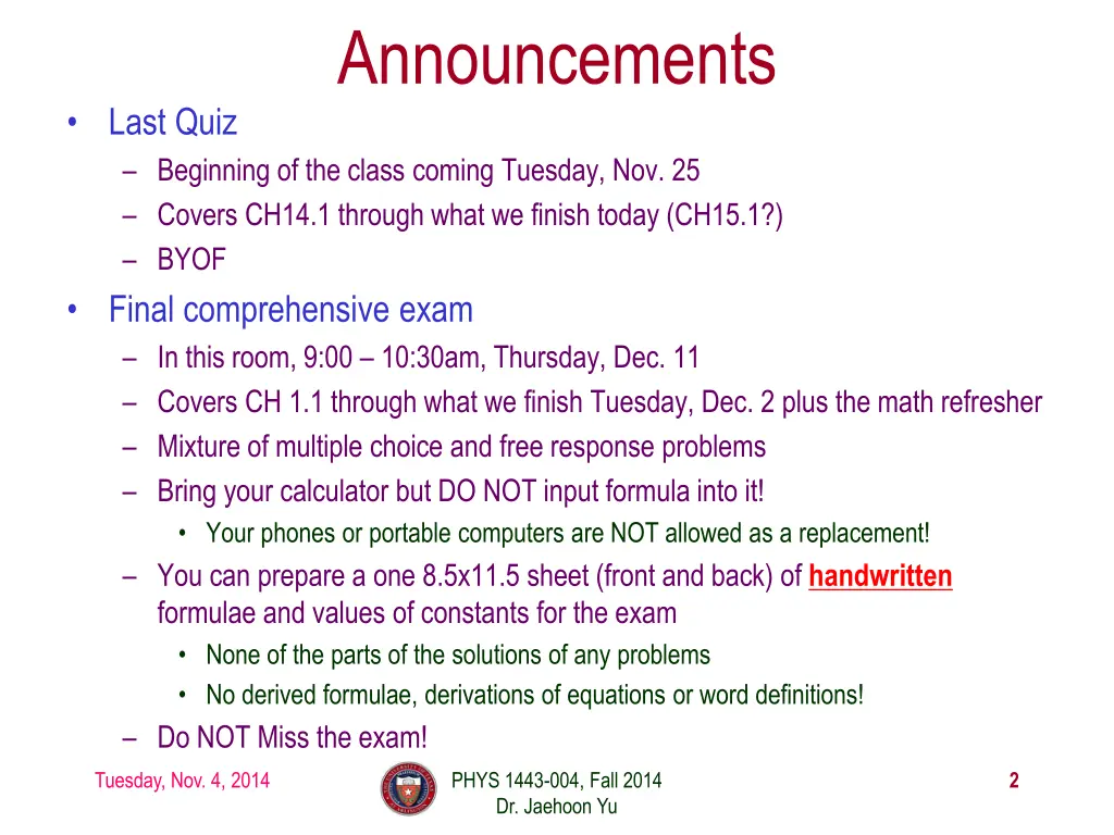 announcements