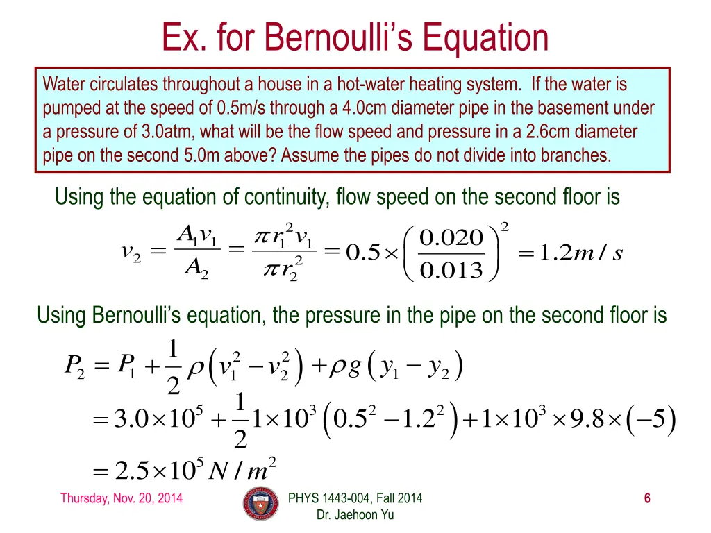 ex for bernoulli s equation