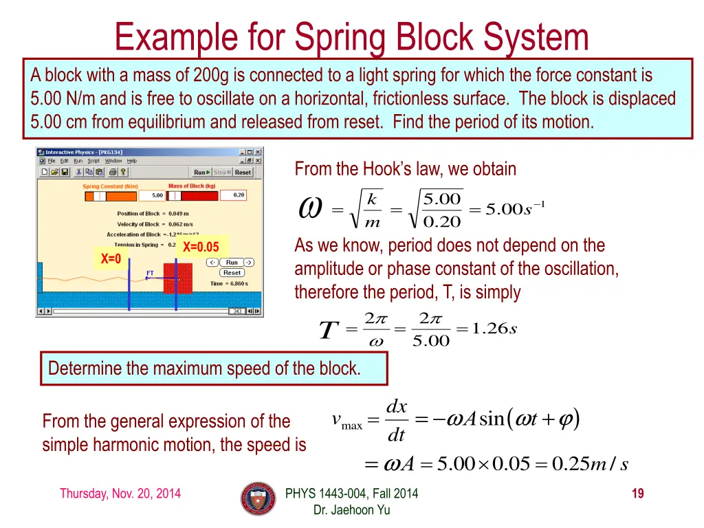 example for spring block system a block with
