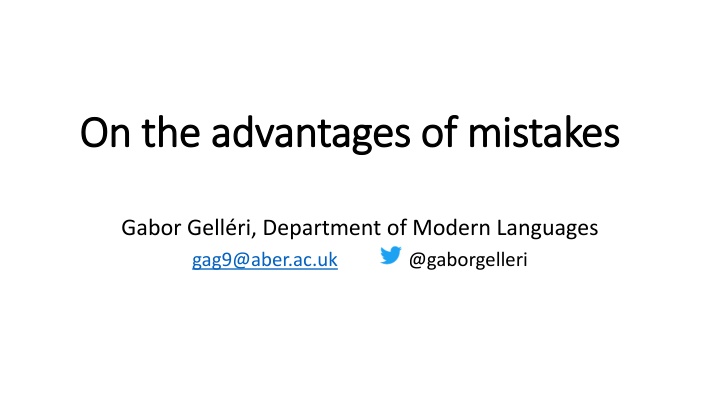 on the advantages of mistakes on the advantages