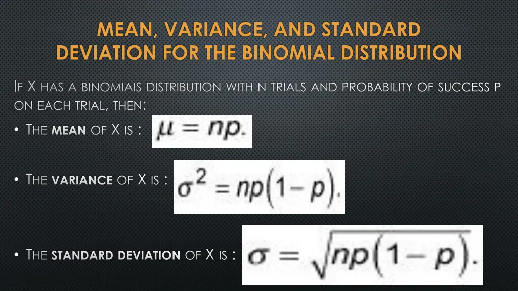mean variance and standard deviation