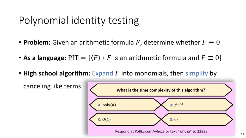 polynomial identity testing