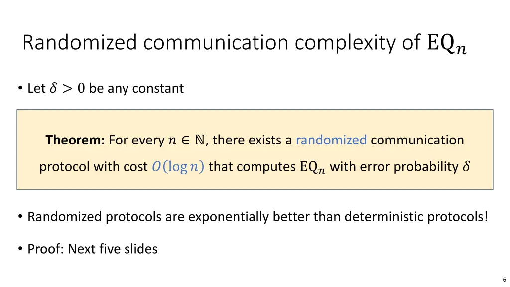 randomized communication complexity of eq