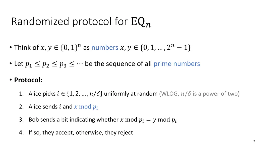 randomized protocol for eq