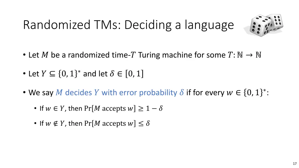 randomized tms deciding a language