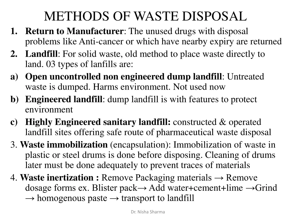 methods of waste disposal 1 return