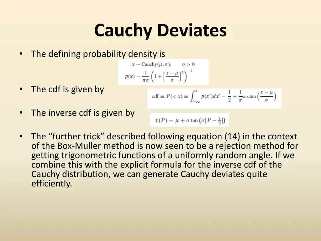 cauchy deviates