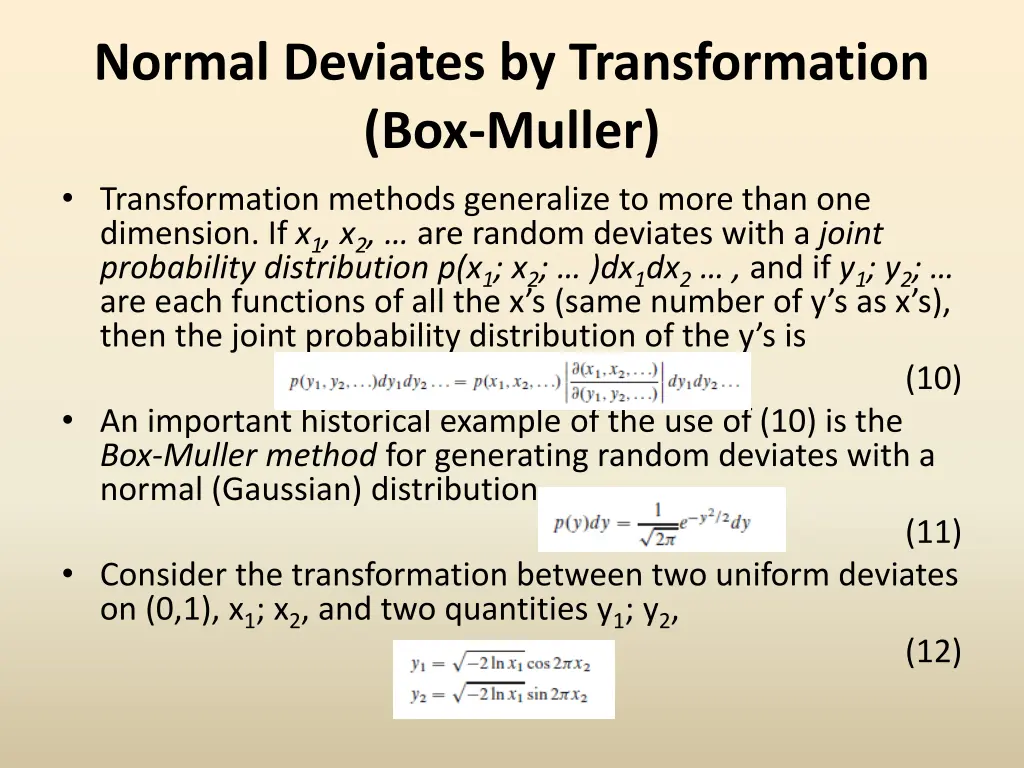 normal deviates by transformation box muller