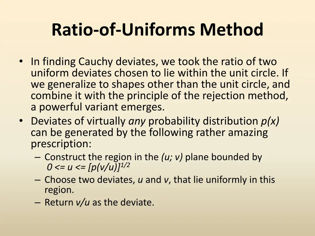 ratio of uniforms method