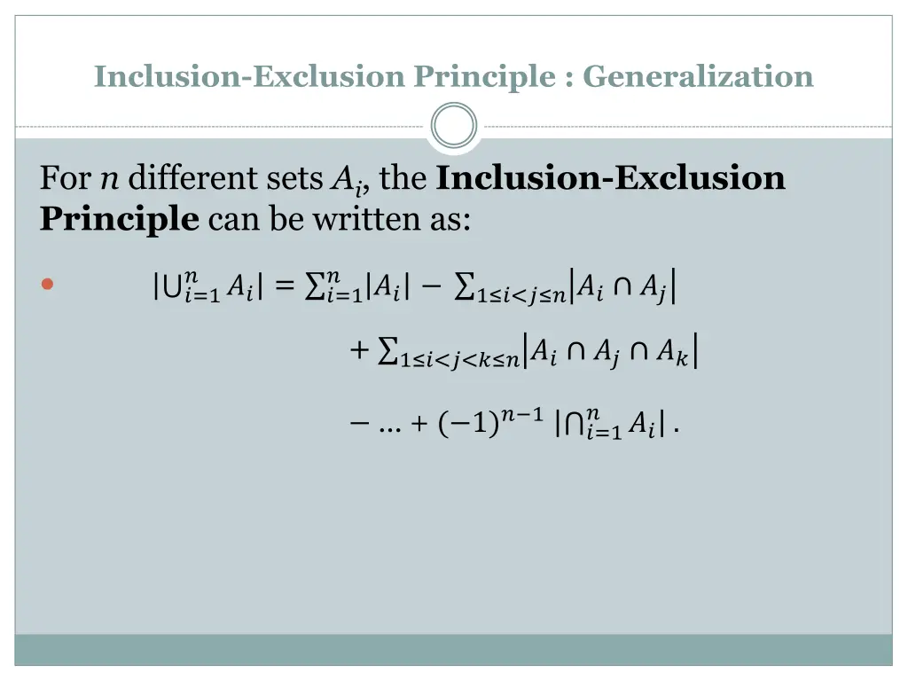 inclusion exclusion principle generalization