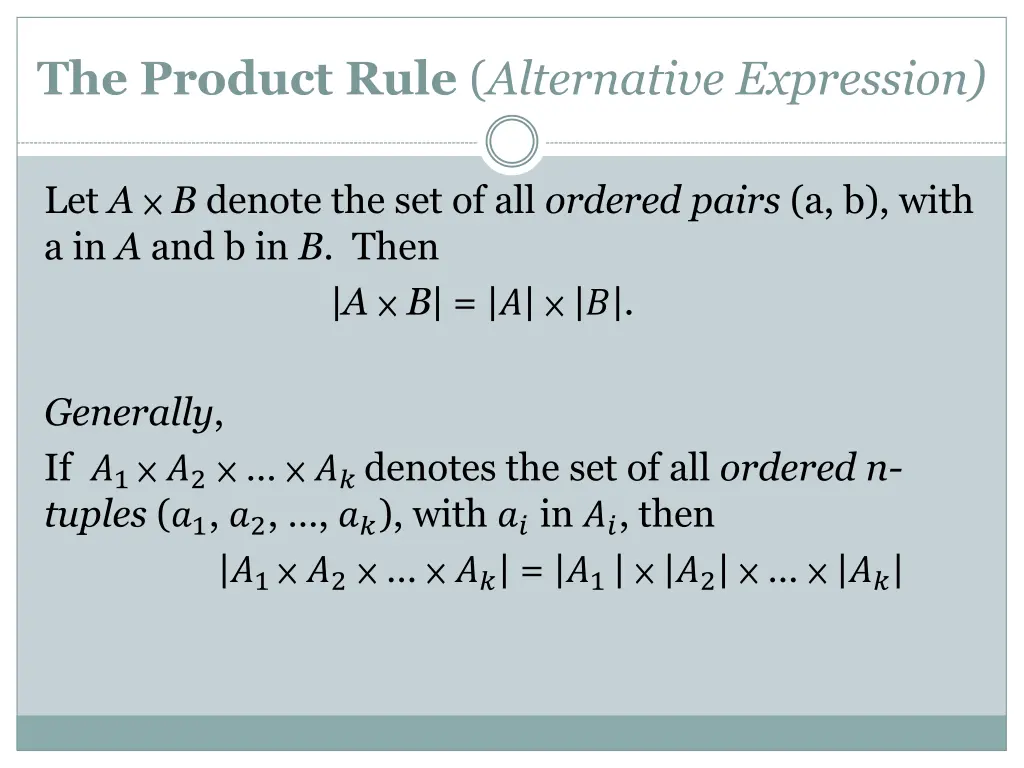 the product rule alternative expression