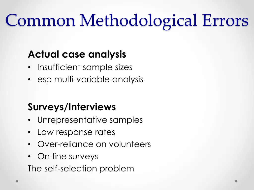 common methodological errors
