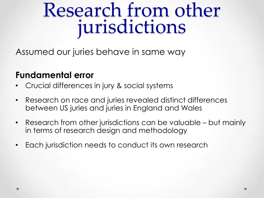 research from other jurisdictions