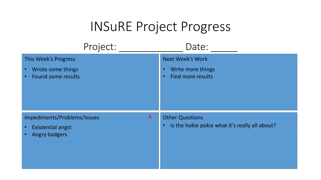 insure project progress