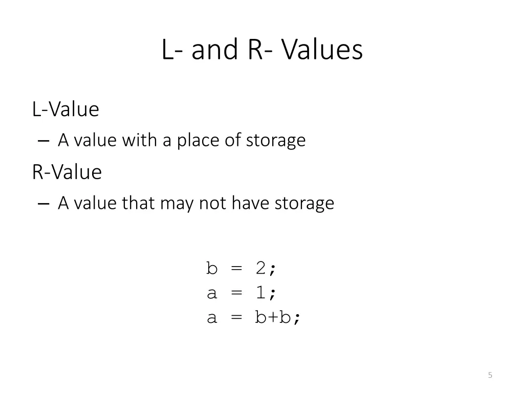 l and r values