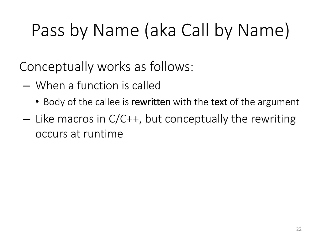 pass by name aka call by name