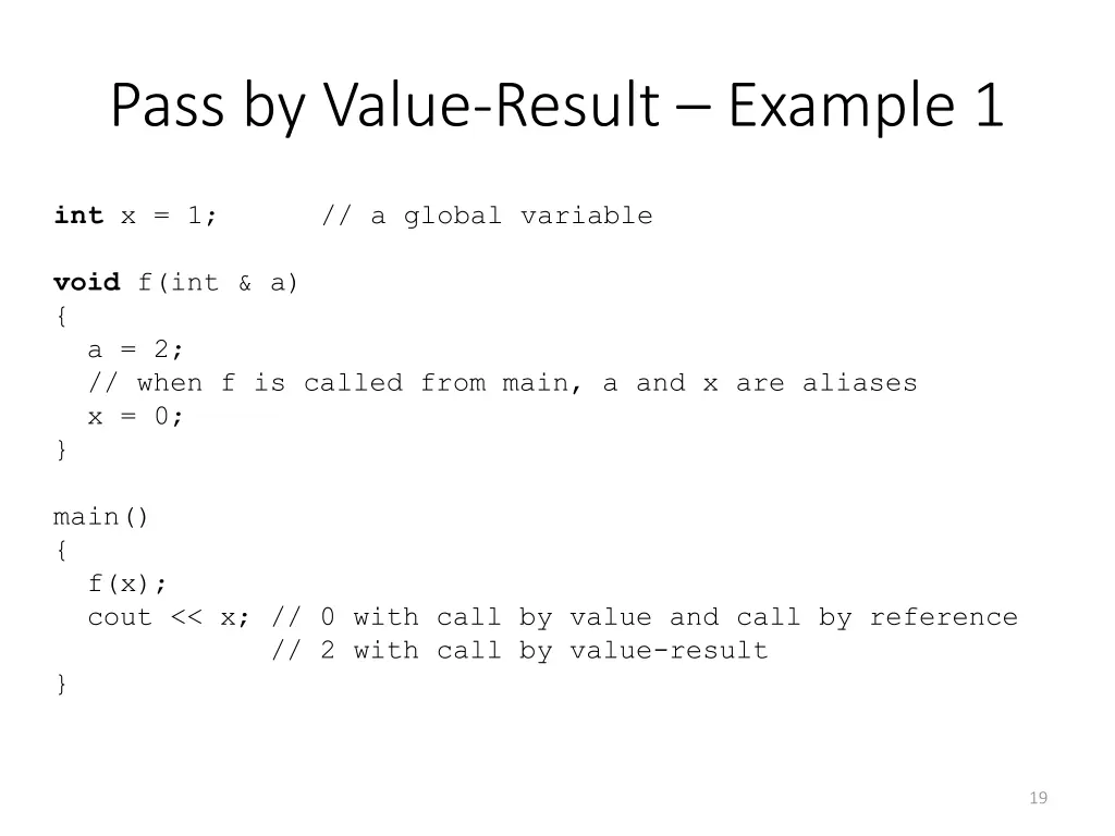 pass by value result example 1