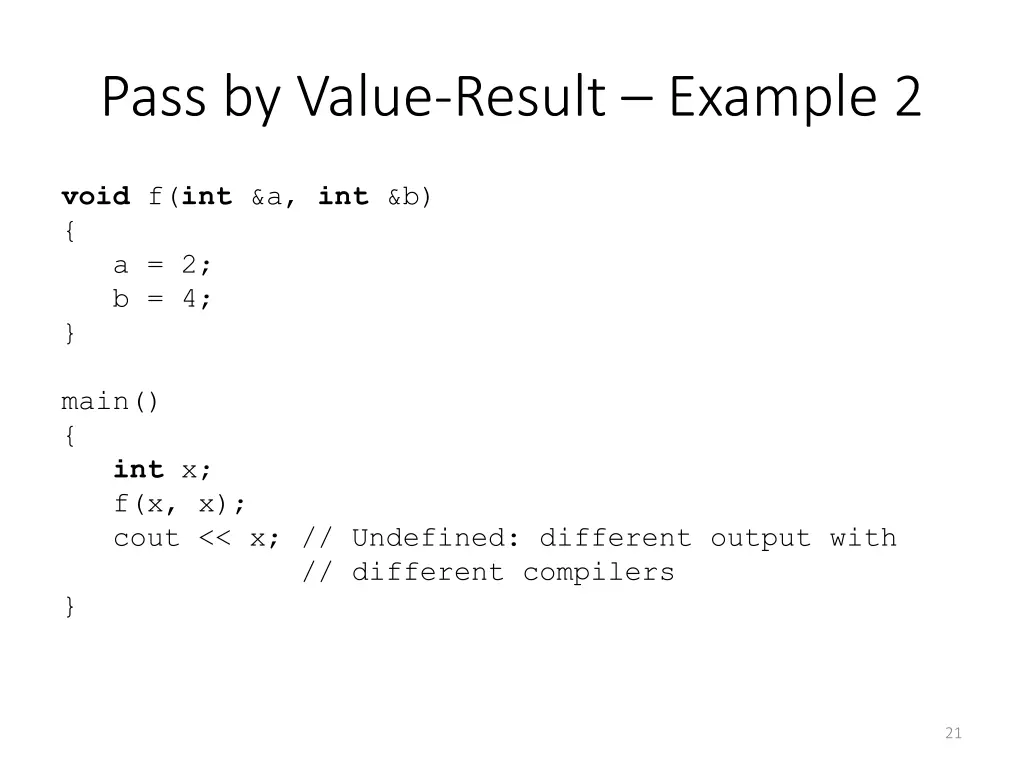 pass by value result example 2
