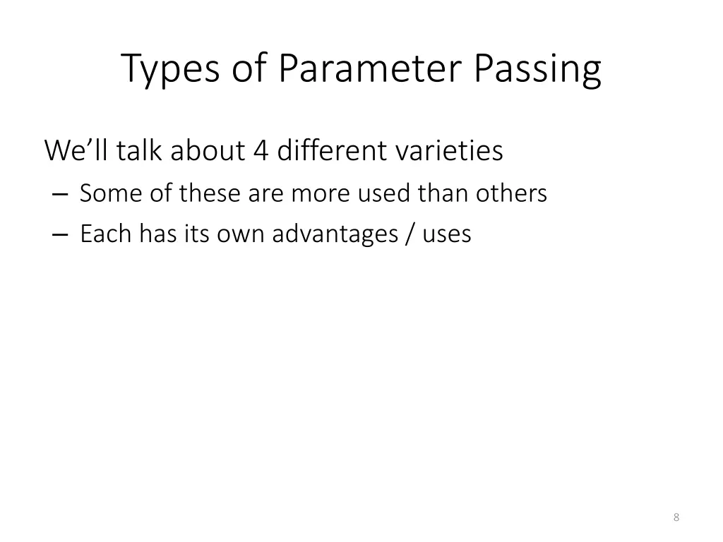types of parameter passing