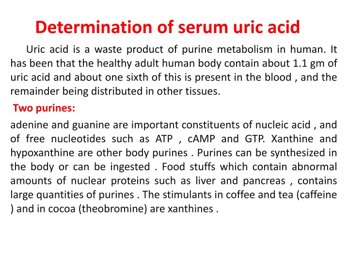 determination of serum uric acid