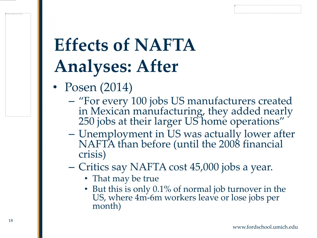 effects of nafta analyses after 1