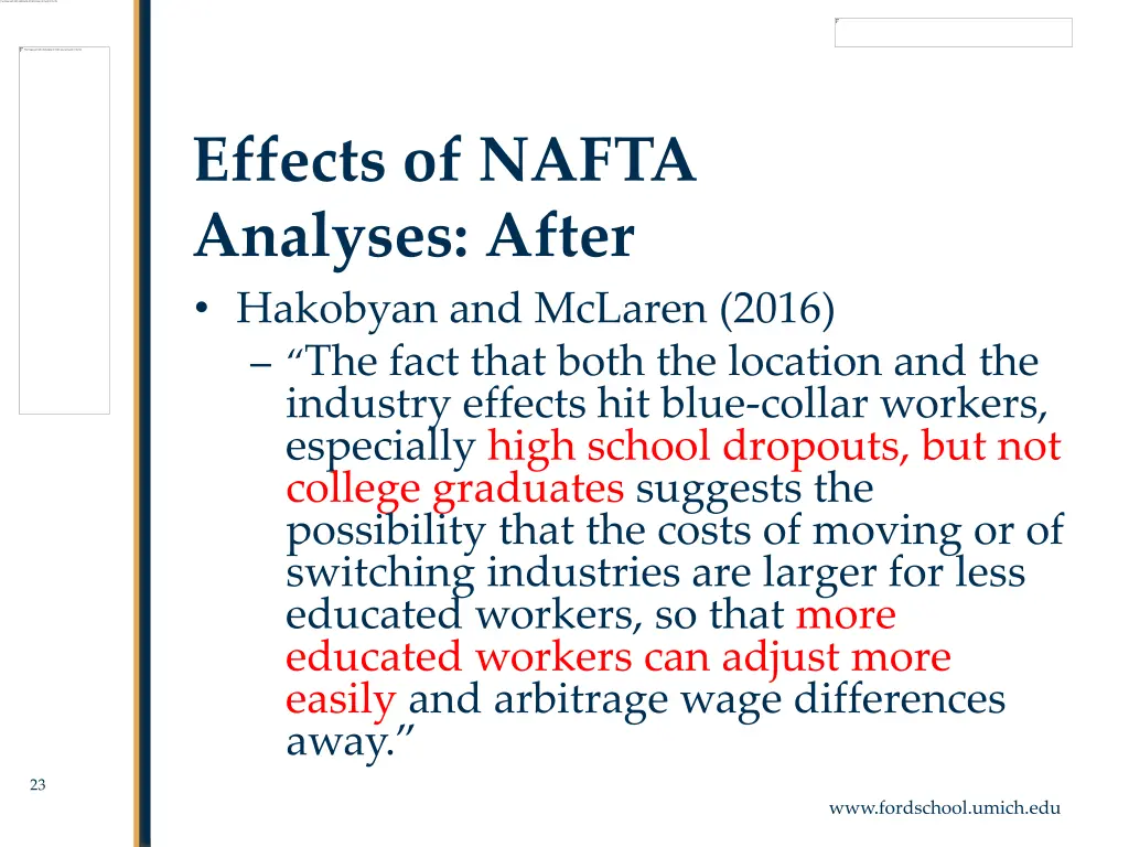 effects of nafta analyses after 3