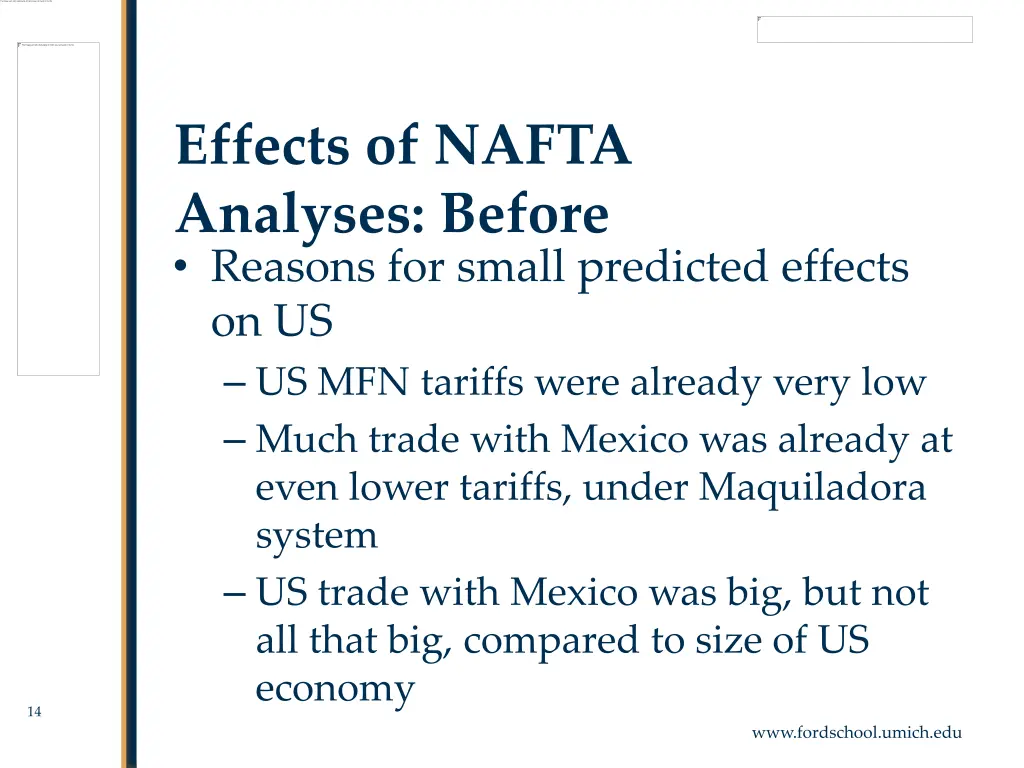 effects of nafta analyses before 1