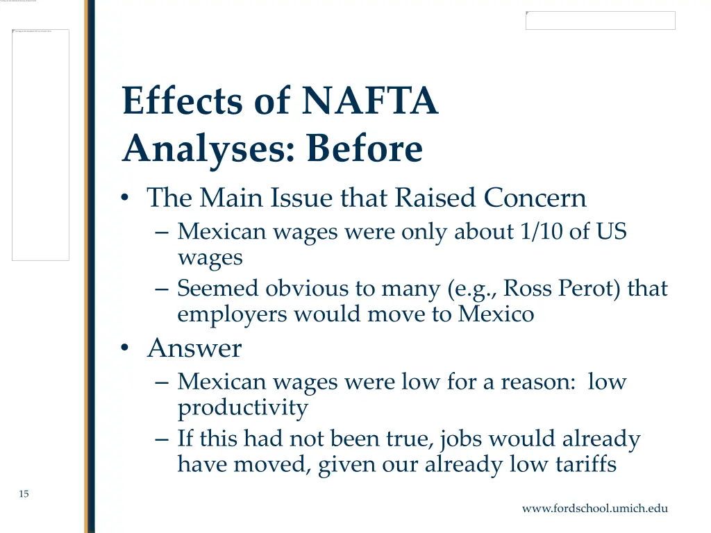 effects of nafta analyses before 2