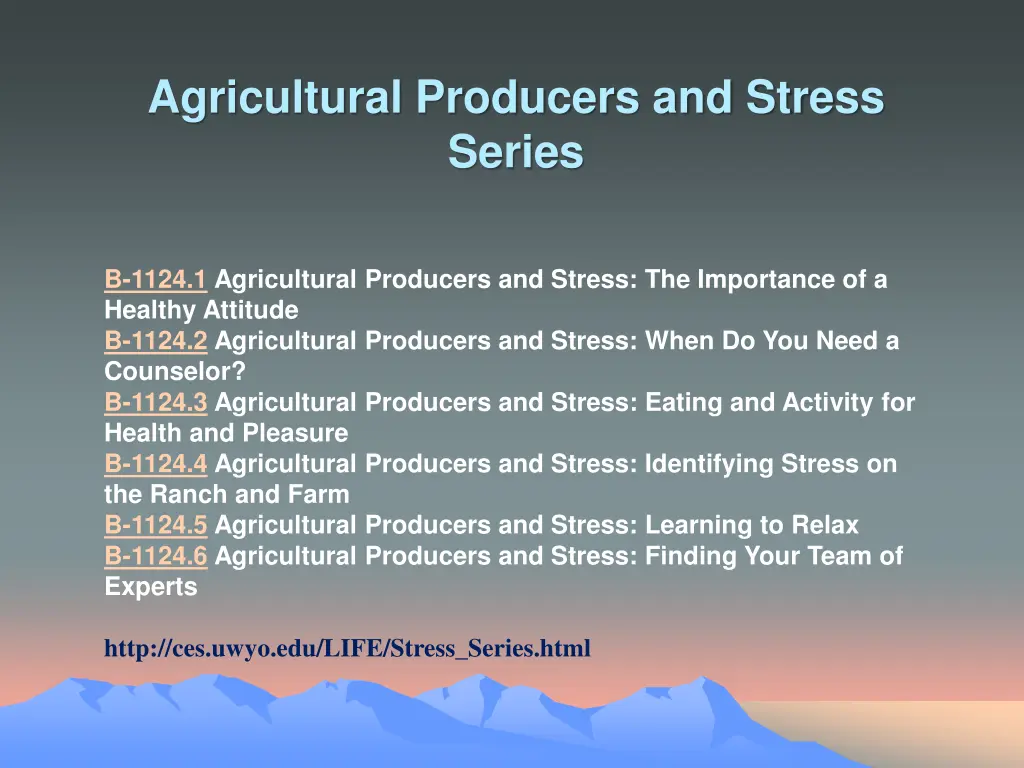 agricultural producers and stress series