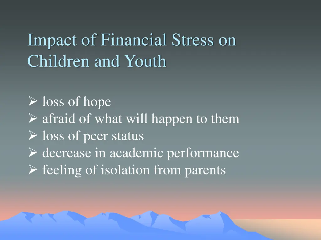 impact of financial stress on children and youth