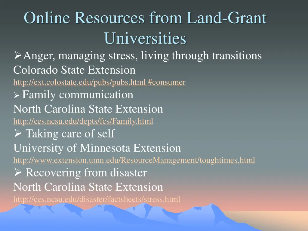 online resources from land grant universities