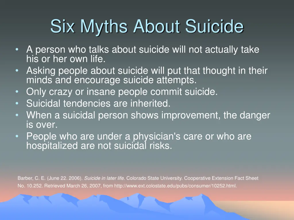 six myths about suicide