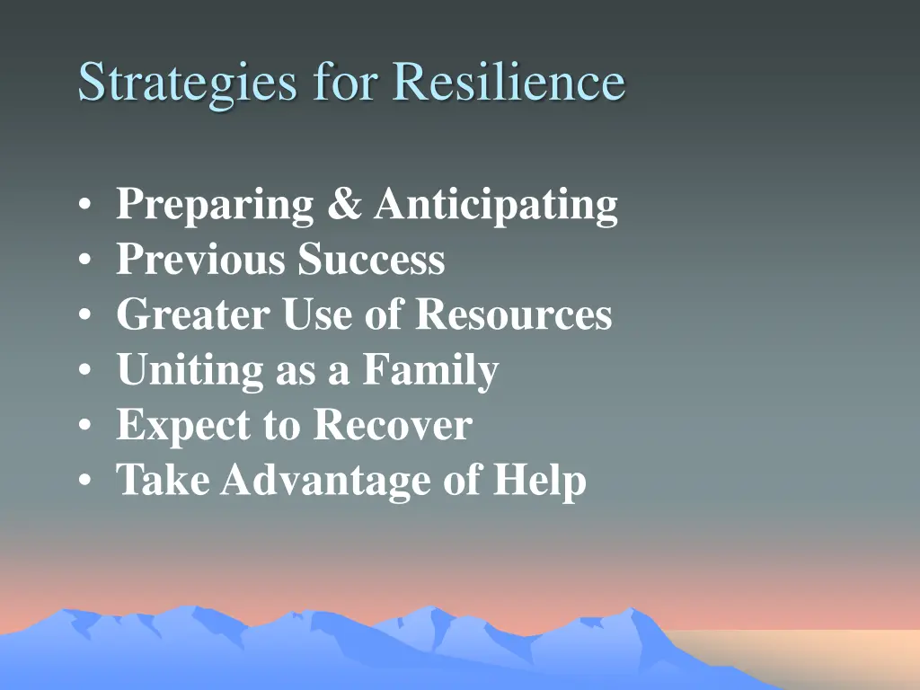strategies for resilience