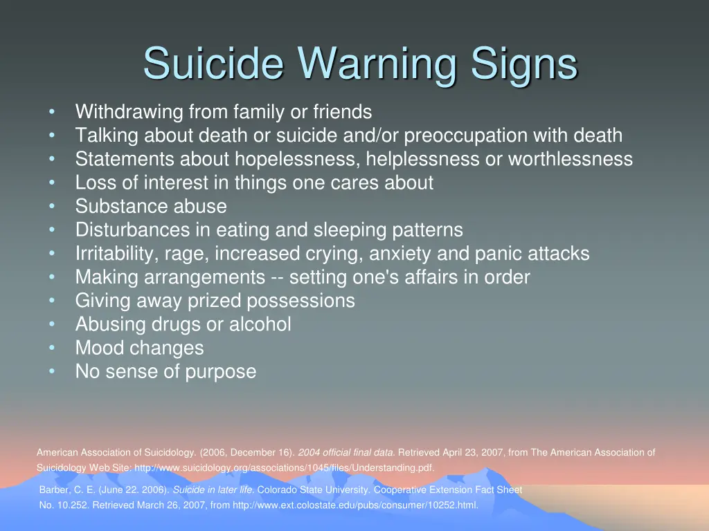 suicide warning signs