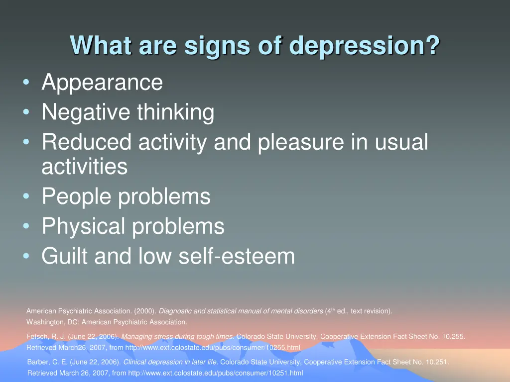 what are signs of depression appearance negative