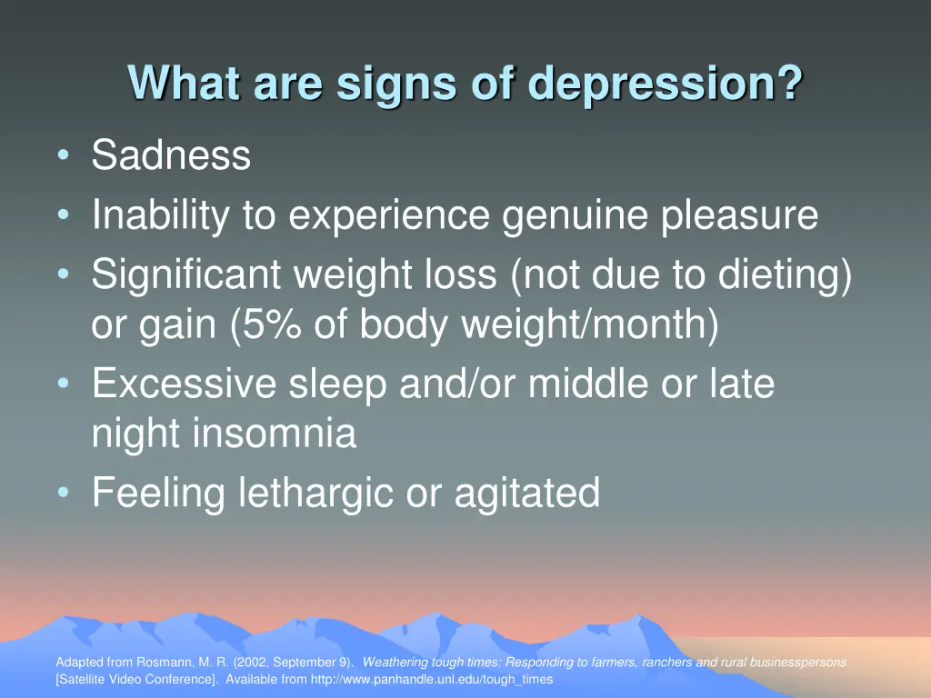 what are signs of depression sadness inability