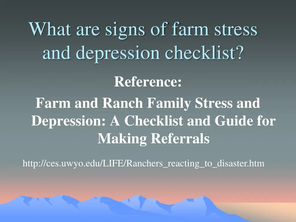 what are signs of farm stress and depression