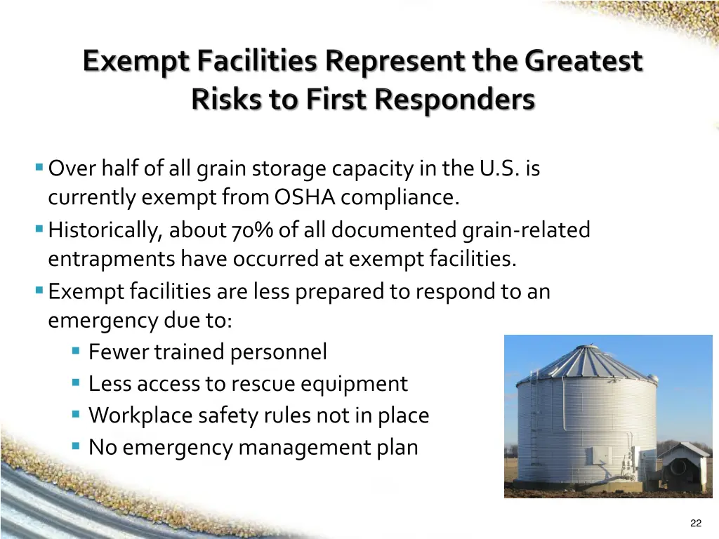 over half of all grain storage capacity